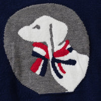 Boys Navy Blue Regular Sweater With Self-Design Puppy Patterns Sweaters & Cardigans