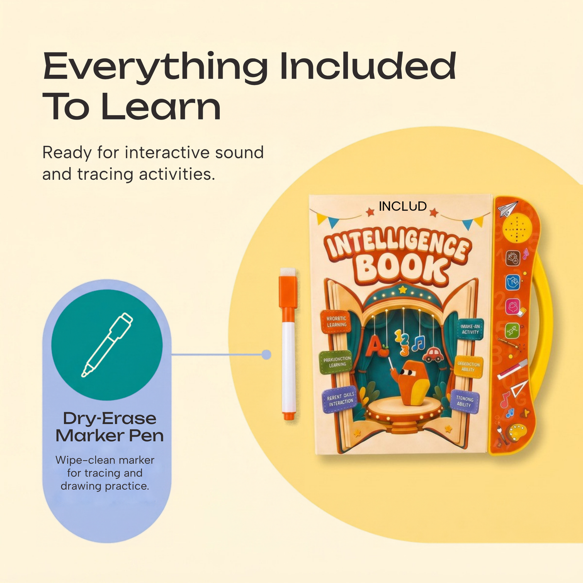 Interactive Talking Sound Book for Kids with Marker- Learn Alphabets, Numbers, Shapes & Phonics -Educational Musical Learning Toy for Toddlers -2 to 7 Years Trending Accessories