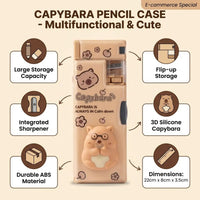 Capybara Theme Kids Stationery Box Plastic Magnetic Pencil Case Trending Accessories