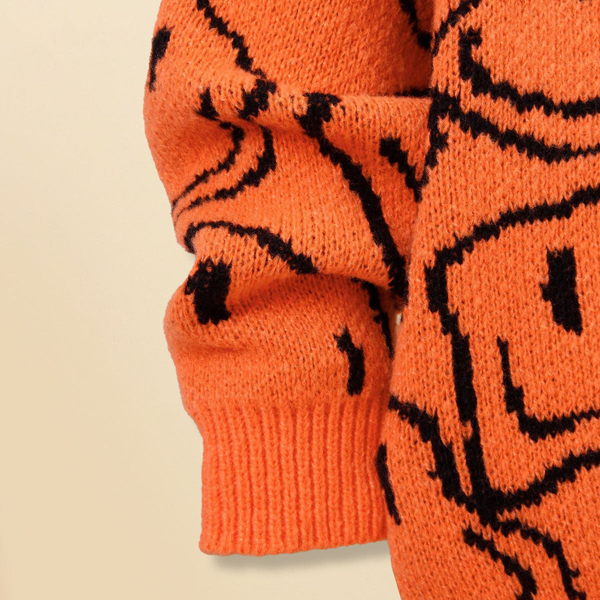 Girls Orange Abstract Printed Regular Winter Sweater Sweaters & Cardigans