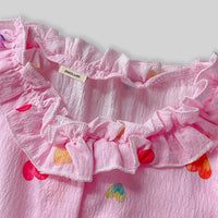 Girls Pink Heart Printed Sleeveless A-line Dress Casual Dresses