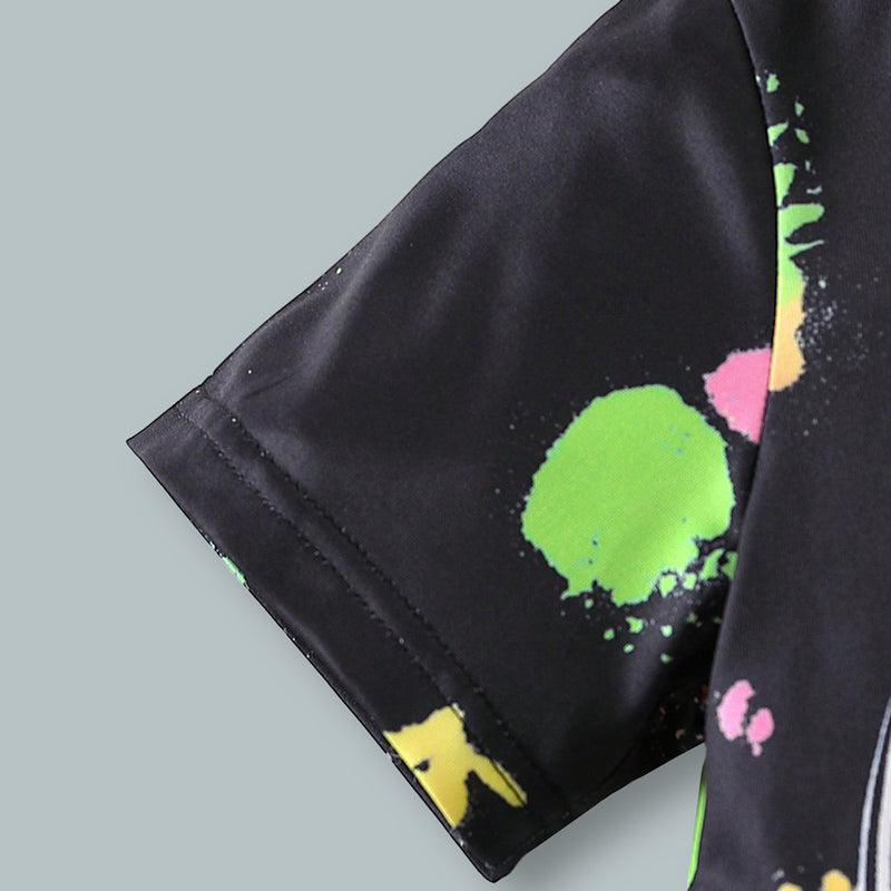 Boys Black Dinosaur Printed Glow in the Dark T-Shirt With Shorts Co-ord Set 2 pc. Sets