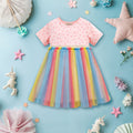 Girls Polka Dot Printed Flared Dress Casual Dresses Pink 1-2 Y 