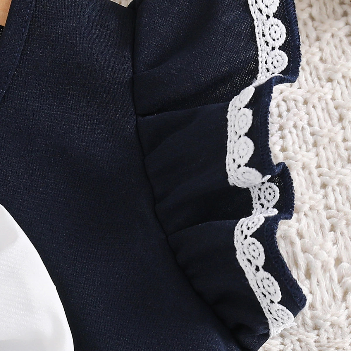 Girls Navy Blue Bow Applique Flutter Sleeve Fit & Flare Dress Casual Dresses