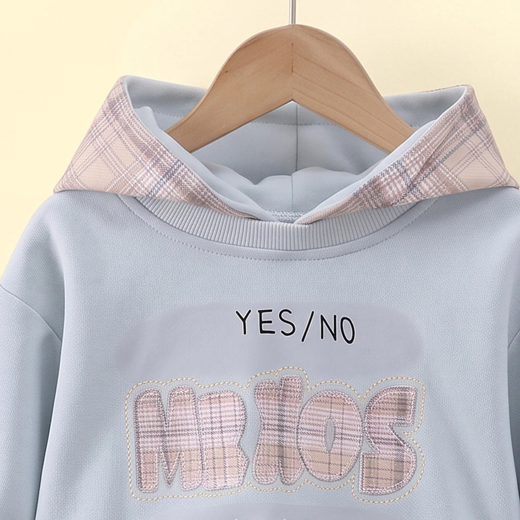 Boys Light Blue Typographic Sweatshirt With Denim Pants Sets 2 pc. Sets
