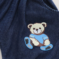 Boys Light Blue Bear Printed Polo Polo T-Shirt With Denim Shorts Sets 2 pc. Sets