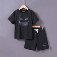 Boys Black Halloween Printed Short Sleeves T-Shirt With Shorts Set 2 pc. Sets Black 4-5 Y