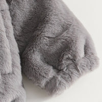 Girls Grey Polar Fleece Hooded Zipper Jacket Coats & Jackets