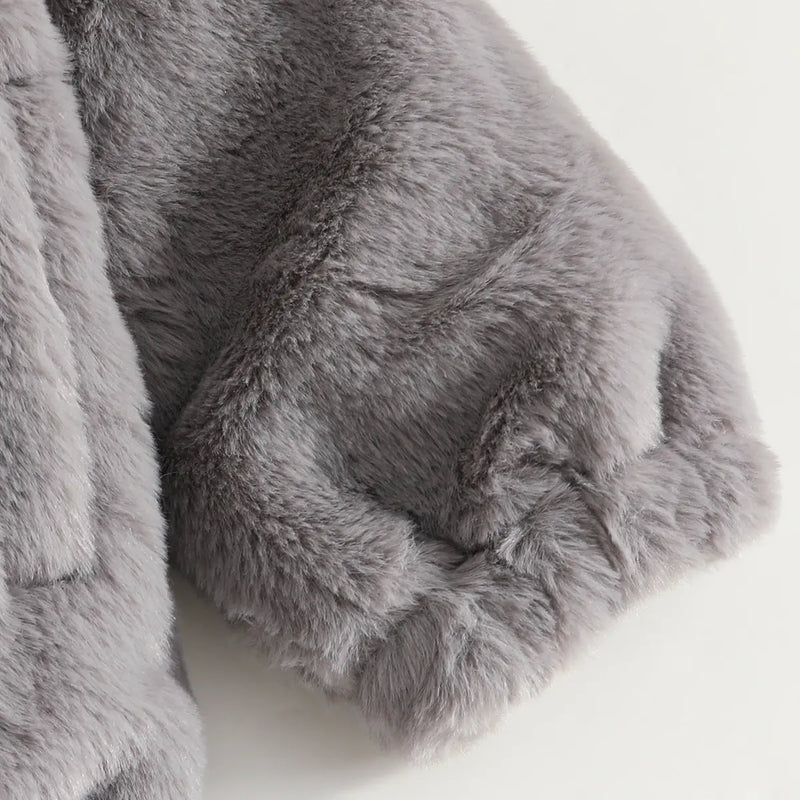 Girls Grey Polar Fleece Hooded Zipper Jacket Coats & Jackets