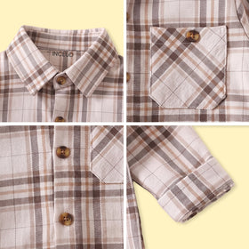 Boys Brown Checked Long Sleeve Shirt Shirts