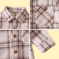 Boys Brown Checked Long Sleeve Shirt Shirts
