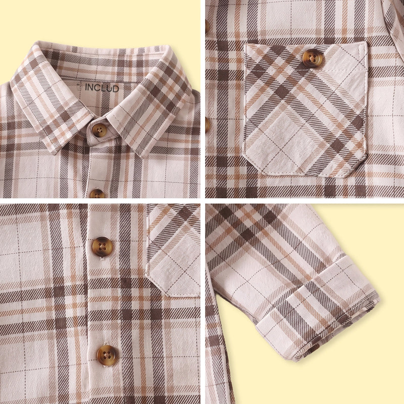 Boys Brown Checked Long Sleeve Shirt Shirts