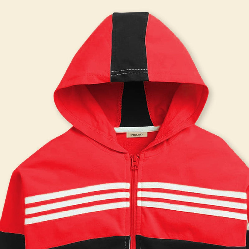 Boys Black Hooded Sweat Shirt with Track Pant Set Sweatshirts & Hoodies