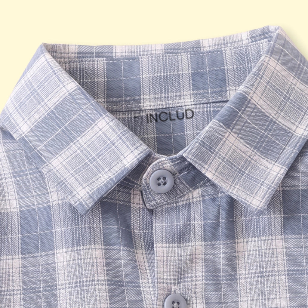 Boys Blue Checked Long Sleeve Shirt Shirts