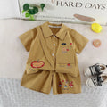 Boys Khaki Bear Graphic Shirt With Shorts Sets Sets Khaki 1-2 Y