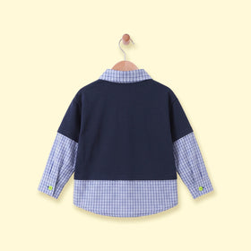 Boys Navy Blue Long Sleeve Embroidered T-Shirt Tshirts