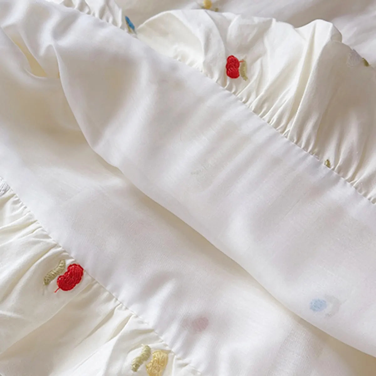 Girls Cream Embroidered Sleeveless A-line Bubble Dress Casual Dresses