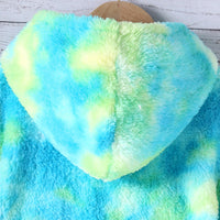 Girls Green Tie Dye Printed Hooded Neck Pullover Winter Sweatshirt Sweatshirts & Hoodies