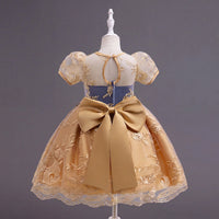Girls Yellow Floral Embroidered Fit & Flare Party Wear Dress Party Dresses