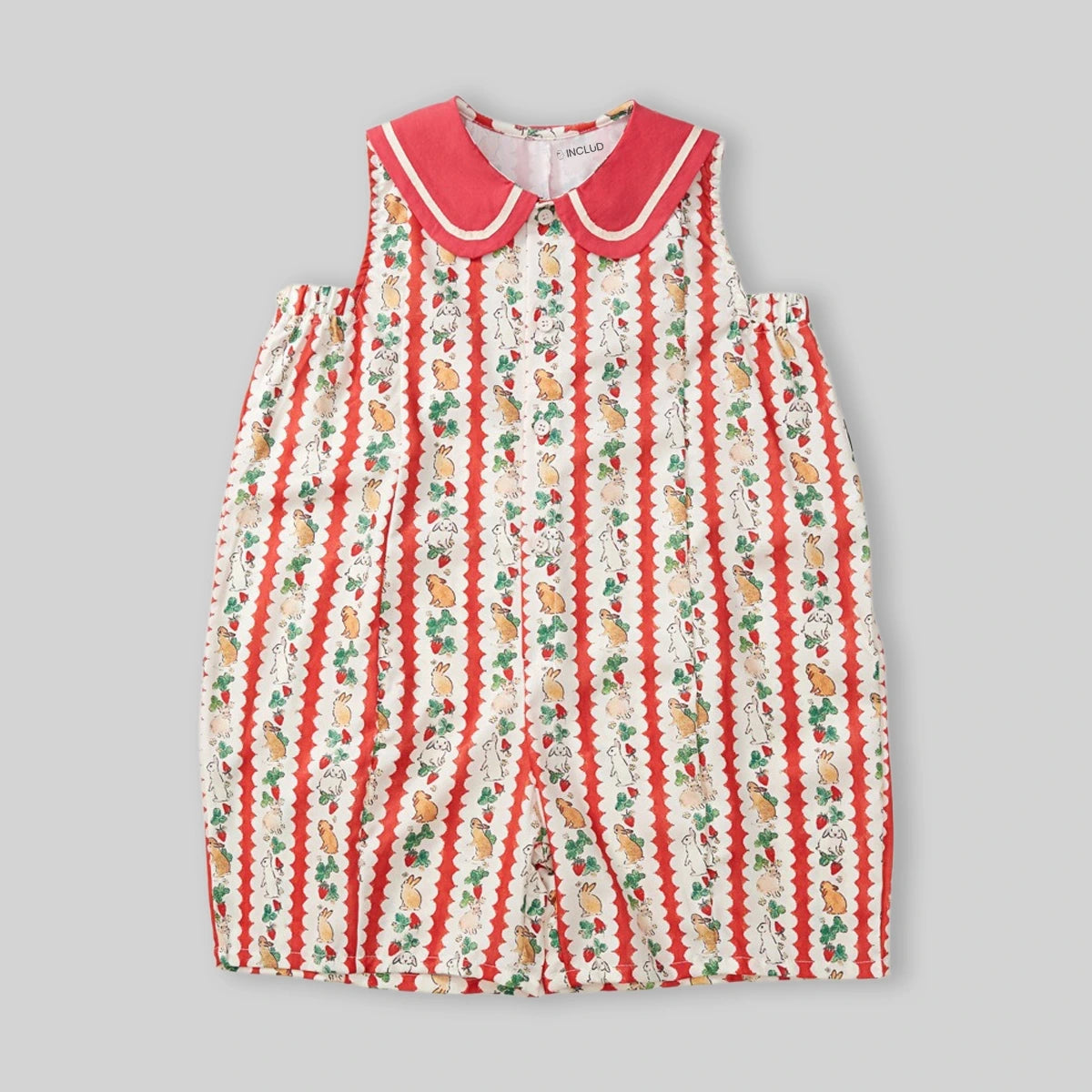 Girls Red Animal Printed Sleeveless Jumpsuit Jumpsuits