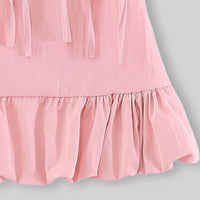 Girls Pink Sleeveless Ruffle Hem A-Line Dress With Bow Details Casual Dresses