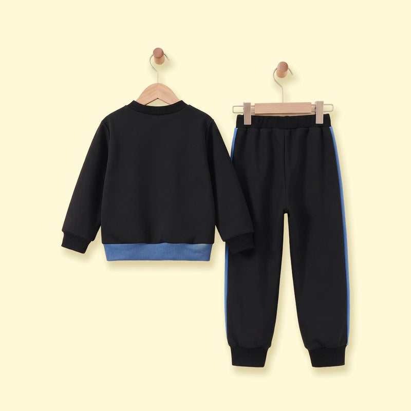 Boys Black Colourblocked Sweatshirt & Joggers Sets 2 pc. Sets