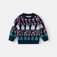 Boys Navy Blue Self-Design Christmas Sweater Sweaters & Cardigans