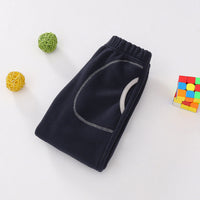 Boys Dark Blue Solid Polar Fleece Winter Jogger Trackpants & Joggers
