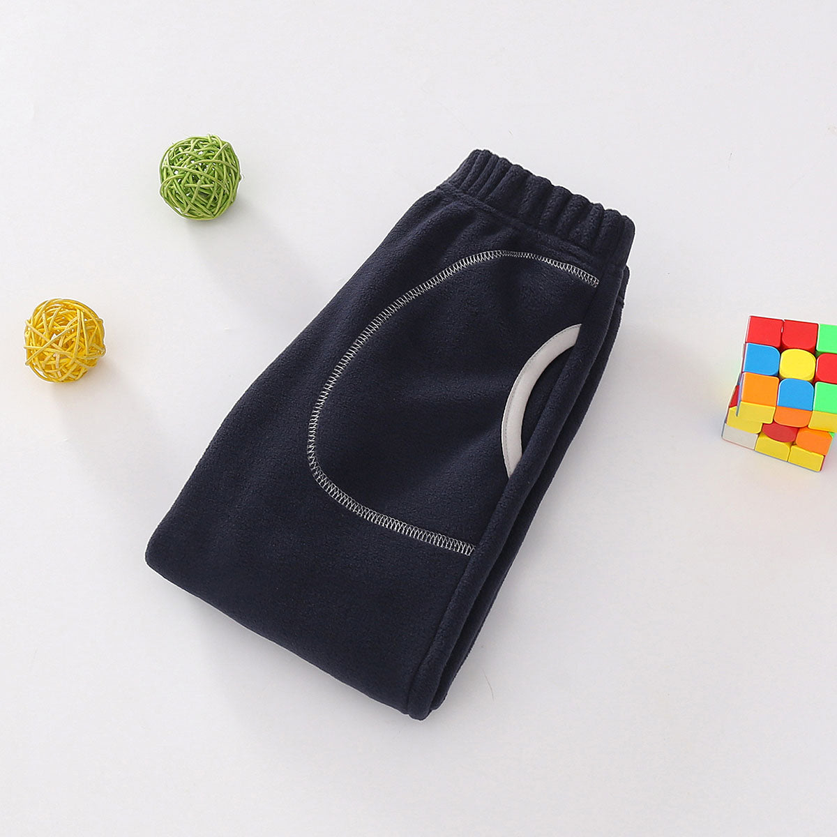 Boys Dark Blue Solid Polar Fleece Winter Jogger Trackpants & Joggers