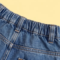 Girls Blue Solid Denim Mini Skirt Skirts