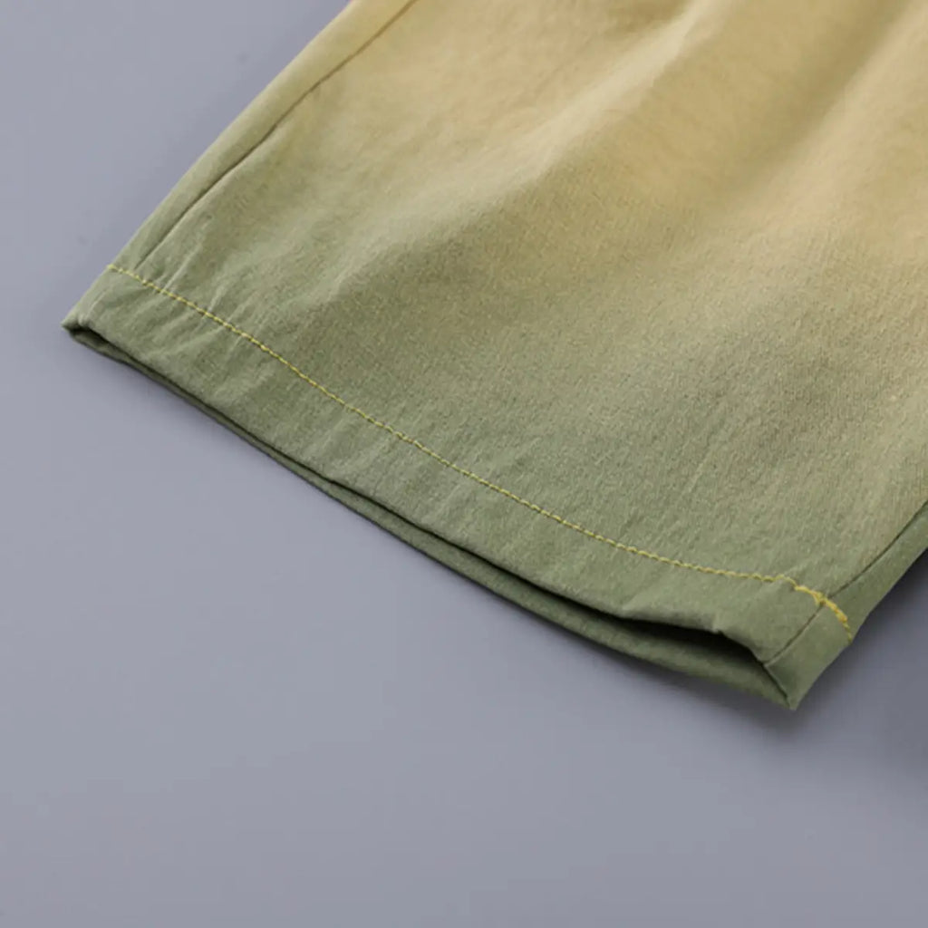 Boys Khaki Short Sleeve Shirt With Printed T-shirts And Elasticated Shorts Sets 3 pc. Sets