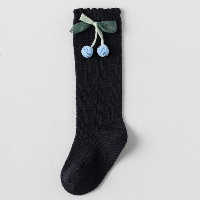 Pack of 5 Girls Multicolour Cherry Applique Calf Length Socks Socks