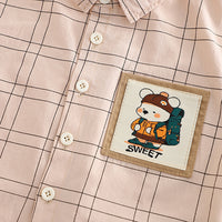 Boys Peach Checkered Short Sleeves Shirt With Shorts Set 2 pc. Sets