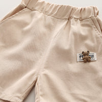 Boys Off White Bear Printed Short Sleeve Shirt With Elasticated Shorts Set Sets