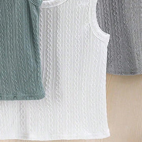 Boys Multicolour Textured Tank Vest Pack Of 3 Vests
