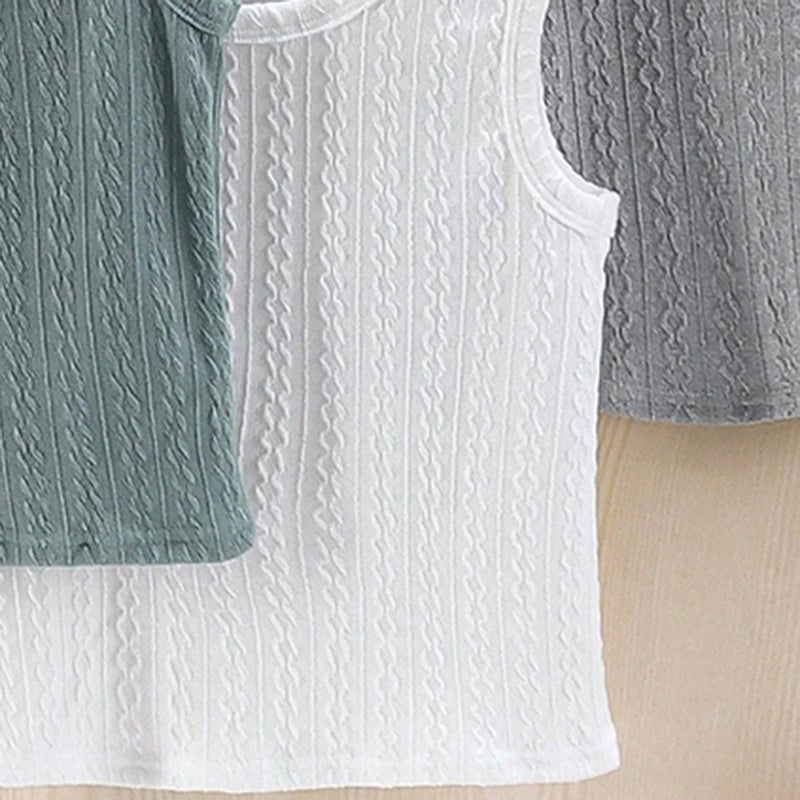Boys Multicolour Textured Tank Vest Pack Of 3 Vests