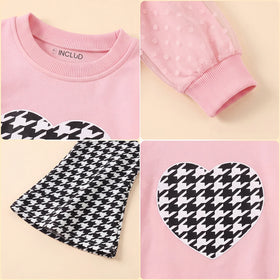 Girls Pink Heart Long Sleeve Sweatshirt With Pants Sets 2 pc. Sets