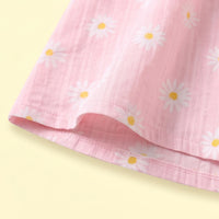 Girls Light Pink Floral Print Flutter Sleeve A-line Dress Casual Dresses