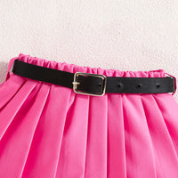 Girls Sleeveless Denim Jacket With Pink Pleated Skirt And Camisole Top Set 3 pc. Sets