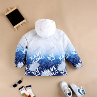 Boys Blue Ombre Printed Hooded Zipper Jacket Coats & Jackets