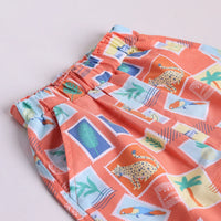 Boys Orange Graphic Short Sleeve Shirt With Elasticated Shorts Sets 2 pc. Sets