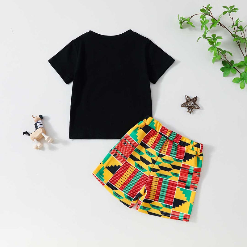 Boys Young King Printed T-Shirt With Printed Shorts Set Sets   