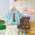 Boys Blue Printed Short Sleeves Shirt With Shorts Set 2 pc. Sets Blue 1-2 Y
