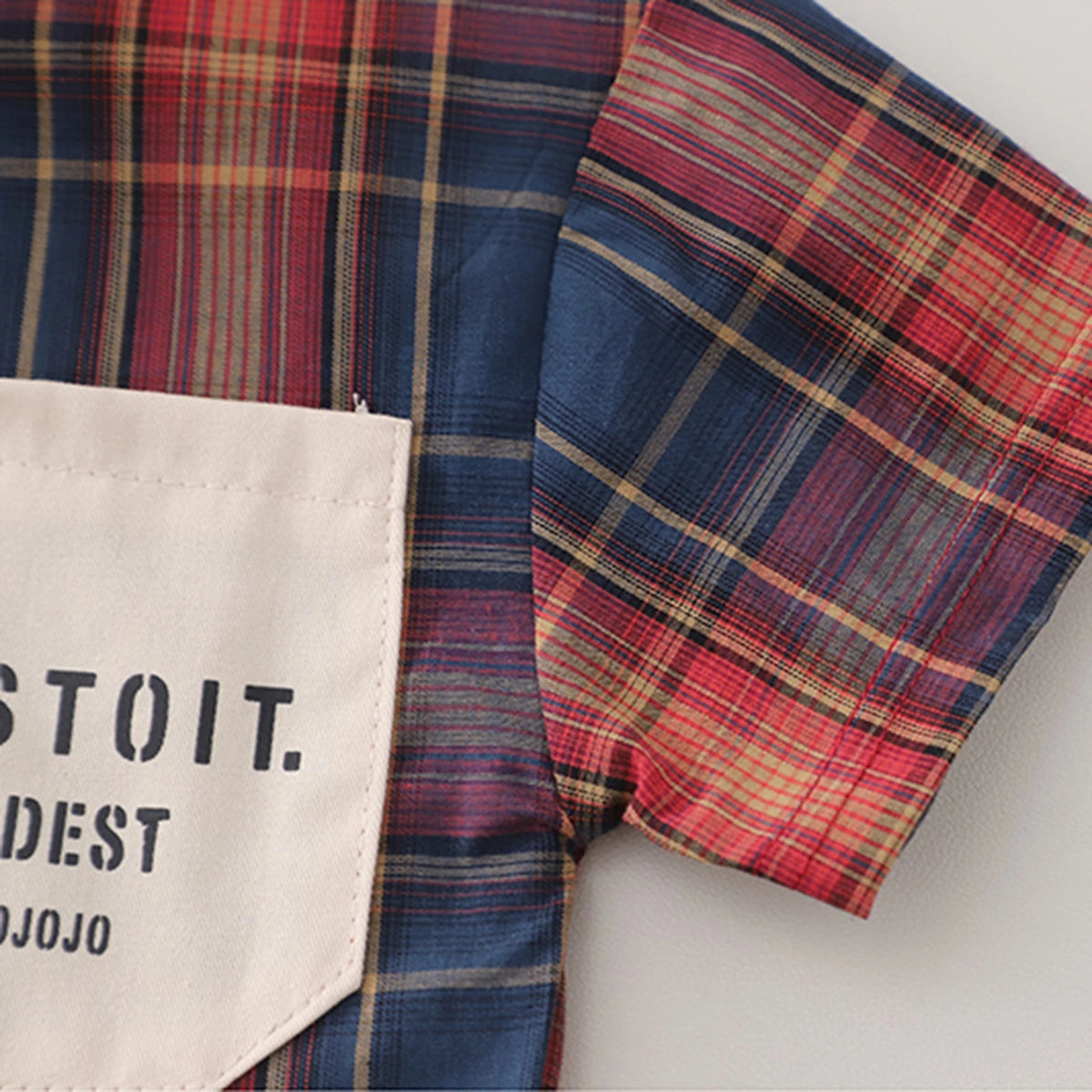 Boys Red Checked Shirt With Printed T-Shirt & Denim Shorts Set Sets