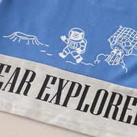 Boys Blue Robot Graphic T-Shirt With Denim Shorts Sets Sets
