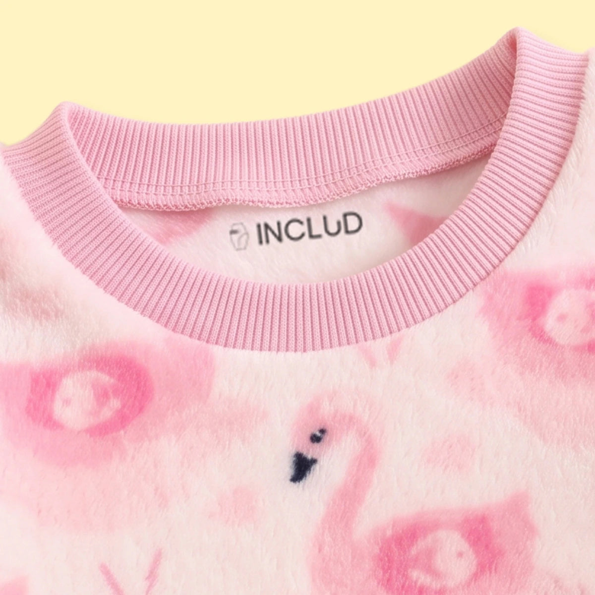 Girls Pink Swan Printed Sweatshirt With Pants Sets 2 pc. Sets