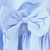 Girls Blue Stripes Sleeveless Summer Tops With Bow Tops