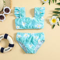 Girls Sky Blue Floral Printed To With Briefs Swimwear Sets Sets Sky Blue 1-2 Y