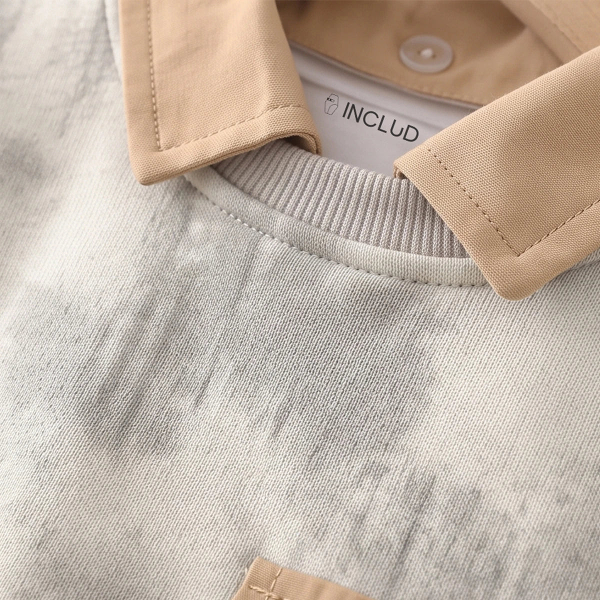Boys Light Grey Abstract Print Sweatshirt With Denim Pants Sets Sets