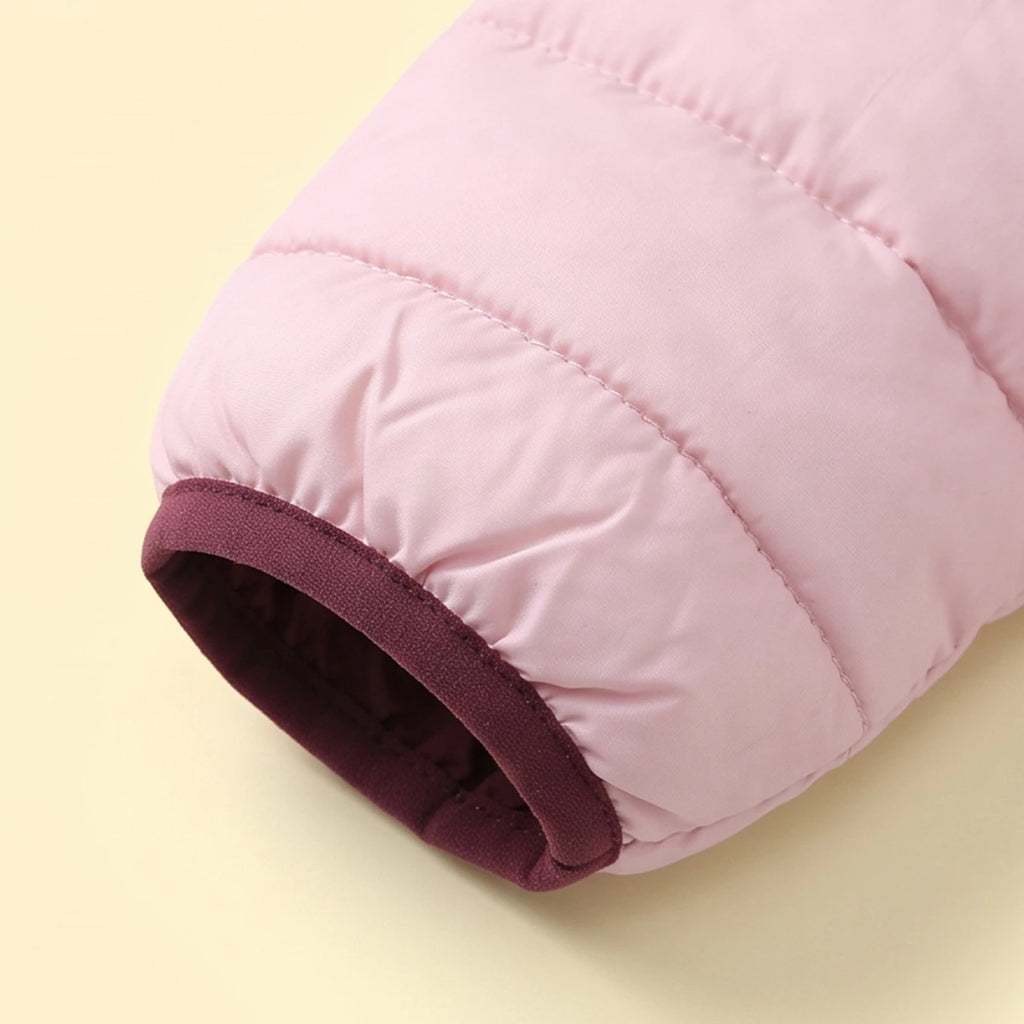 Girls Light Pink Hooded Zip-up Puffer Jacket Coats & Jackets